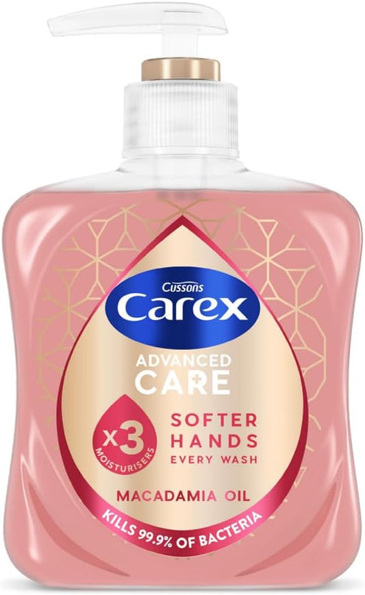 Carex Advanced Care Macadamia Oil Antibacterial Hand Wash, 3x More Moisturisers, Clean &amp; Protect Hands, Bulk Buy, Pack of 6 x 250ml