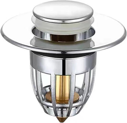 Pop-Up Sink Drain Stopper – Universal Bathroom Basin Drain Filter with Press Button Design, Anti-Clog Strainer