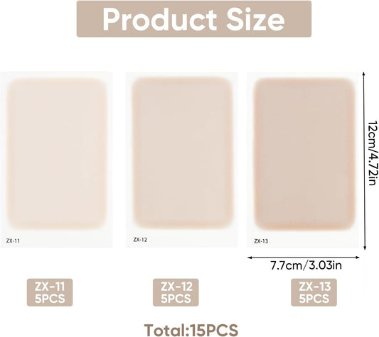 15 Pcs Tattoo Cover Up Patch – Ultra Thin 0.02 mm Invisible Body Concealer Sticker – Waterproof Sweatproof Cover for Tattoos Birthmarks – Fair Light Natural Skin Tones
