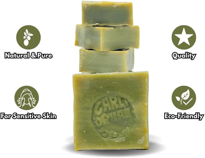 Pure Olive Oil Soap 6 Pcs 100% Natural Turkish Bar, Handmade, Cruelty-Free, Vegan, Moisturizing, Gentle on Skin and Hair, Suitable for Sensitive Skin, Eco-Friendly