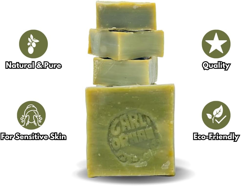 Pure Olive Oil Soap 6 Pcs 100% Natural Turkish Bar, Handmade, Cruelty-Free, Vegan, Moisturizing, Gentle on Skin and Hair, Suitable for Sensitive Skin, Eco-Friendly