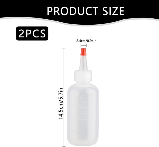 2 Pcs 120ml Reusable Squeeze Applicator Bottles with Nozzles, Leak-Proof Plastic Graduated Bottles for Shampoo, Body Wash, Paint, Glue &amp; Crafts – Portable Dispenser for Hair Care and Travel