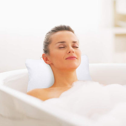 Inflatable Bath Pillow with Suction Cups | Anti-slip Non-Slip Bathtub Pillow Bath Cushion for Bathroom Home Spa Headrest