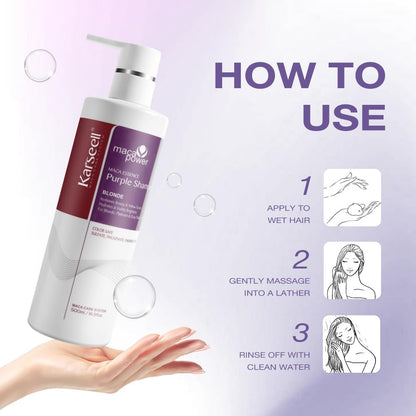 Karseell Purple Hair Mask &amp; Purple Shampoo, Neutralizes Brass &amp; Yellow Tones for Blonde, Gray, Silver Hair, 2 x 500ml