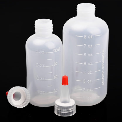 AOVNA 2 Pack Applicator Bottles with Tip Squeeze Plastic Graduated Bottles for Salon Hair Care (120ml), Red