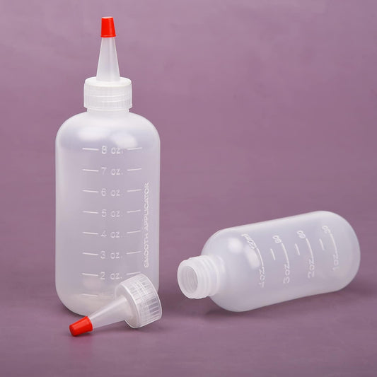 AOVNA 2 Pack Applicator Bottles with Tip Squeeze Plastic Graduated Bottles for Salon Hair Care (120ml), Red
