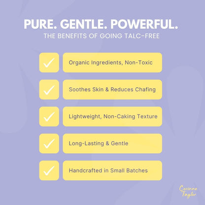 Corinne Taylor Organic Talc-Free Body Powder with Lavender &amp; Chamomile – Natural Dusting Powder for Anti-Sweat, Anti-Chafing &amp; Sensitive Skin – Gentle Absorbent Powder 85g