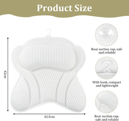 Bath Pillow, 4D Luxury Bath Bathtub Pillow &amp; Bath Ball Set, Ergonomic Mesh SPA Tub Pillow, with Non-Slip Suction Cups Ergonomic Home Spa Headrest for Relax Body Head(Butterfly Style, White)