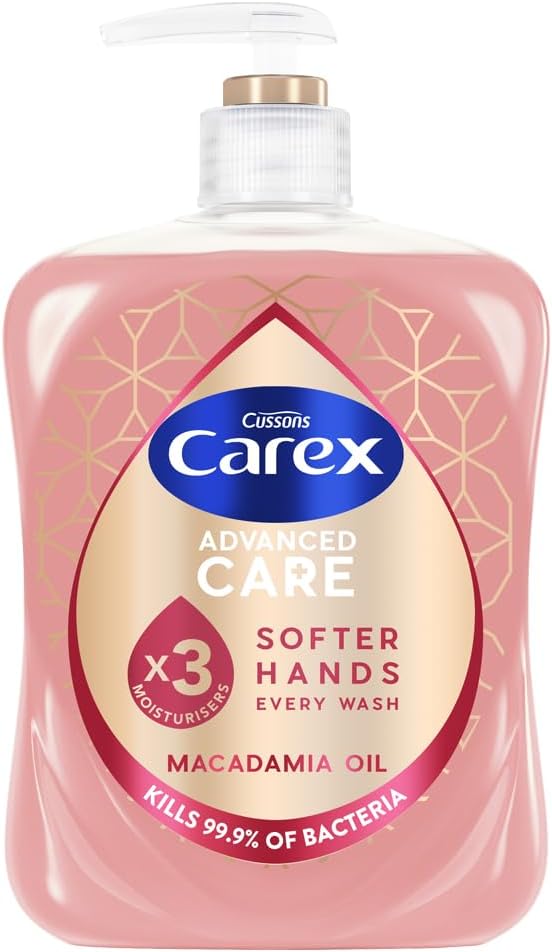 Carex Advanced Care Macadamia Oil Antibacterial Hand Wash, 3x More Moisturisers, Clean &amp; Protect Hands, Bulk Buy, Pack of 6 x 500ml