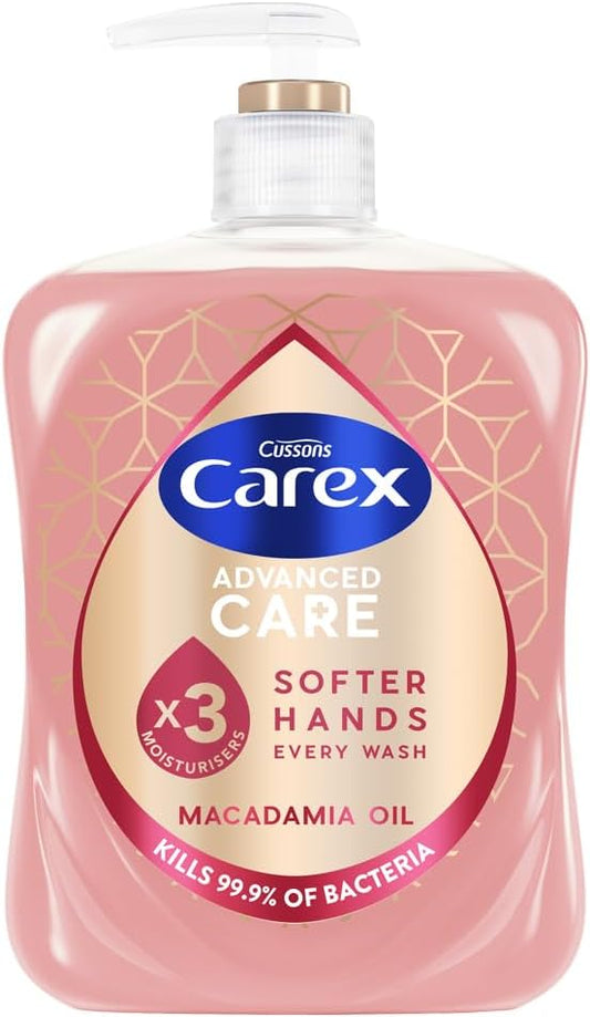 Carex Advanced Care Macadamia Oil Antibacterial Hand Wash, 3x More Moisturisers, Clean &amp; Protect Hands, Bulk Buy, Pack of 6 x 500ml