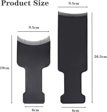 2PCS Hair Dye Highlighting Boards with Fine Teeth &amp; Flat Top Comb – Salon-Grade Sectioning Tools for Balayage, Bleach, Colouring at Home (Black)