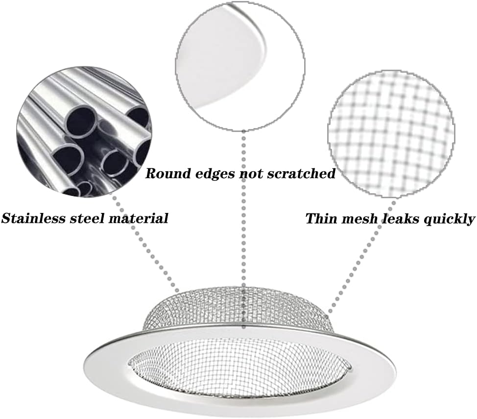 2 Pcs Kitchen Sink Strainer, Stainless Steel Sink Drain Strainer, 7.5 cm Drain Filter Strainer, Bathroom Sink Stopper, Hair Catcher, for Kitchen Sink, Bathroom, Bathtub, Wash Basin