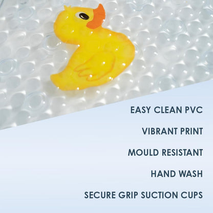 AQUALONA® Premium Child Friendly Ducks Bath Mat - PVC - Comfort Purpose - Shower and Bath. BPA, Latex and Phthalate Free (Ducks)