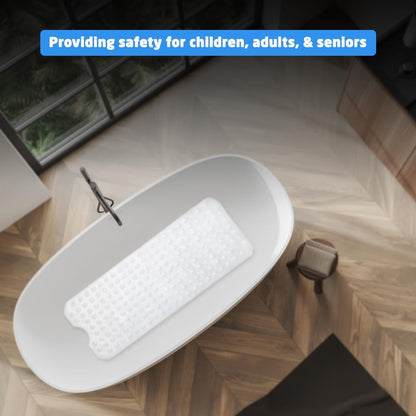 Non-Slip Shower Bath Mat, 100x40cm Long Anti Mould &amp; Mildew Shower Mat, Powerful Suction Cups Grips, BPA, Latex Free, Resistant, Safe, Durable &amp; Comfortable for Bathroom Tubs- Clear (CLEAR)