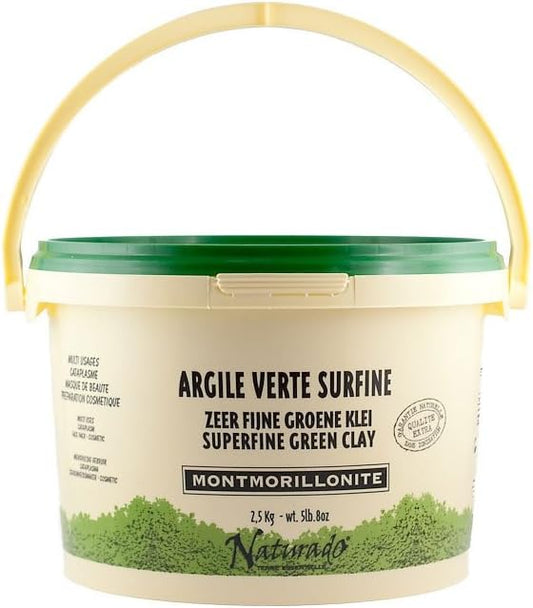 Naturado En Provence Bucket of Superfine Green Clay Powder - Certified Organic - 2.5 kg