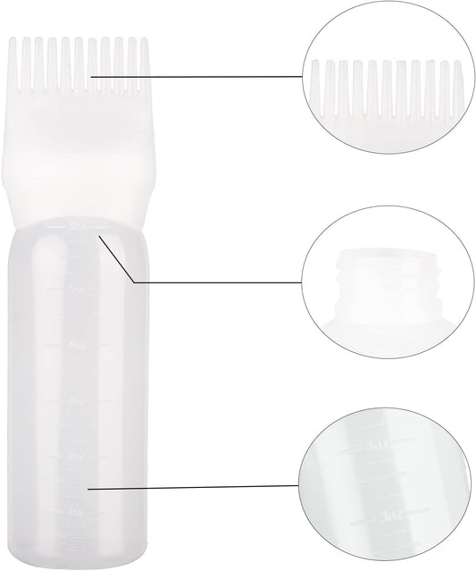 1 Pack White Hair Dye Brush Bottle Root Comb Applicator Bottle Hair Coloring Dye Applicator Scalp Treatment Bottle (White)