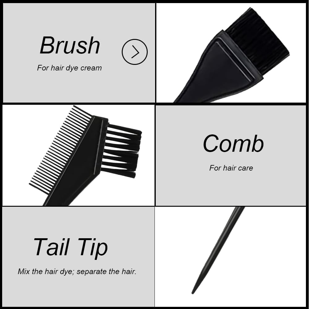 Aeuezxx Hair Hair Coloring Brush, 4 Pcs Hair Dye Brush Set, Tinting Brush, Hair Dyeing Brush, Double Sided Tint Brush, Suitable for DIY Hair Dyeing ﻿