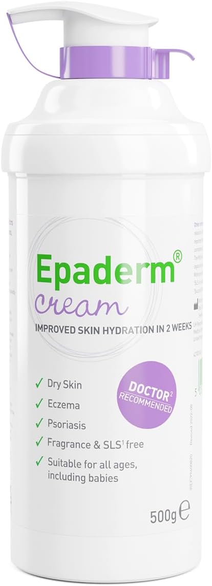 Epaderm Moisturising Cream for Dry Skin, including Eczema and Psoriasis, 500g Pump