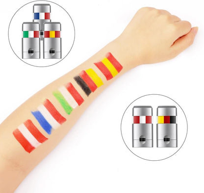 AOOWU Flag Face Paint Stick, Red White Red Sports Face Paint Stick for Football Fans, Sports Cheering &amp; Party, Face Paint Sticks for 2026 World Cup, Sports Events, Easy Wash Smudge Proof