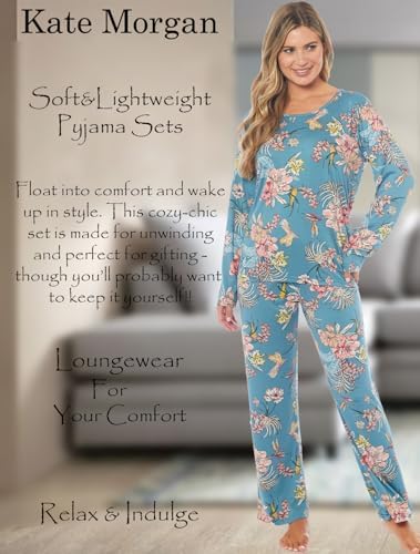 KATE MORGAN Ladies lightweight cosy pyjamas | Womens loungewear sets pjs | Nightwear Sleepwear for women