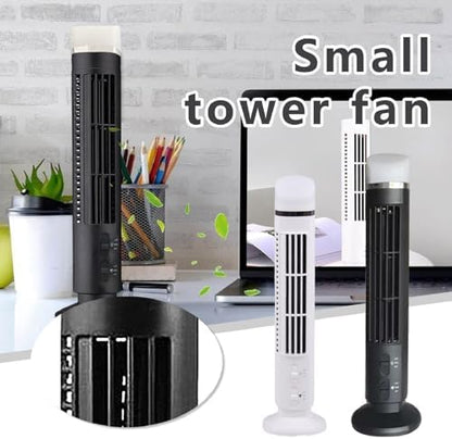 Ejoyous Bladeless Tower Fan, 13inches 90 Degree Oscillation Ultra Quiet Desktop Tower Fan with Remote Control for Home RVs Offices (White)