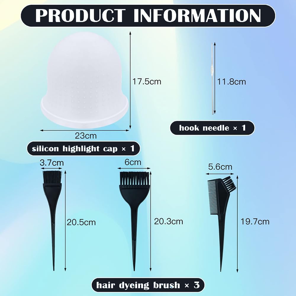 Highlight Hair Cap,Silicone Highlighting Cap with Hook Needles Reusable bleach Caps Hair Dye Comb Dyeing Highlight Caps Hook Hairdressing Salon for Long Hair Short Hair