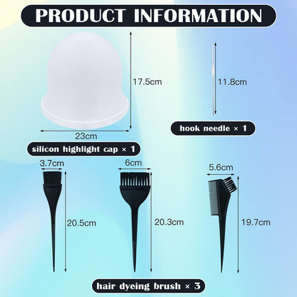 Highlight Hair Cap,Silicone Highlighting Cap with Hook Needles Reusable bleach Caps Hair Dye Comb Dyeing Highlight Caps Hook Hairdressing Salon for Long Hair Short Hair