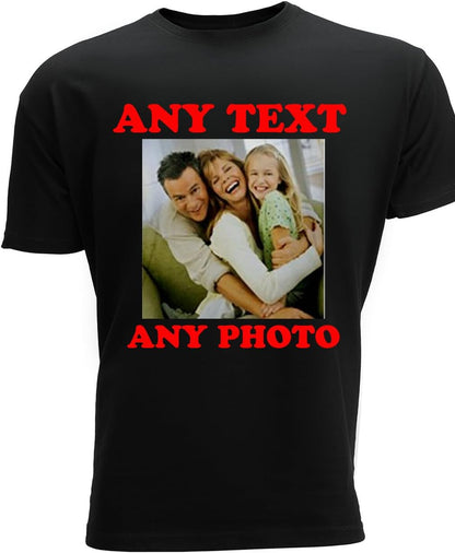 4sold Personalised T Shirt UK Unisex Cotton Tee with Any Photo or Text Design Your Own Funny Gift for Men Women Kids Birthday, Christmas, Events