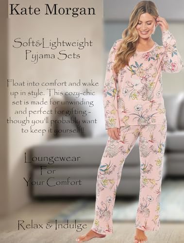 KATE MORGAN Ladies lightweight cosy pyjamas | Womens loungewear sets pjs | Nightwear Sleepwear for women