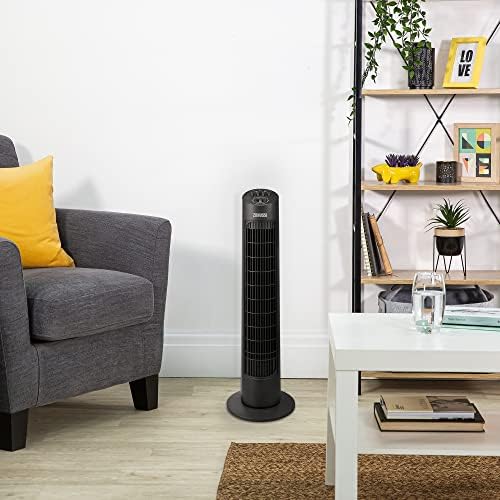 Zanussi 29" Inch, Lightweight, Tower Fan, 3 Speeds, Wide-Angled Oscillation, Powerful Airflow, Quiet Operation, Perfect For Home Or Office, Timer, Black - ZNTF2921B