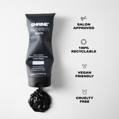 Shrine GLOSS IT BLACK Colour Depositing Hair Mask | High-Shine Gloss Treatment | Neutralises brassiness | Quick 10-minute application | Vegan | 200ml