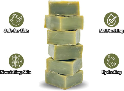 Pure Olive Oil Soap 6 Pcs 100% Natural Turkish Bar, Handmade, Cruelty-Free, Vegan, Moisturizing, Gentle on Skin and Hair, Suitable for Sensitive Skin, Eco-Friendly