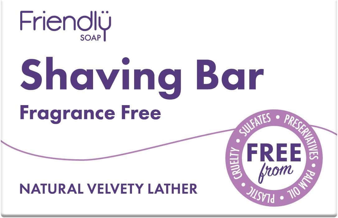 Friendly Soap - Fragrance-Free Shaving Bars (95g), Rich, Soothing, Plant-Based, Cruelty-Free, Made By Hand, No Preservatives or Sulphates, Sustainable, Recyclable