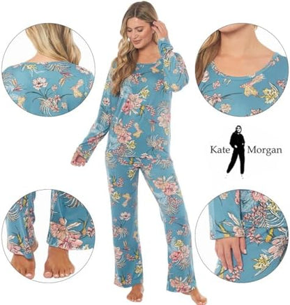 KATE MORGAN Ladies lightweight cosy pyjamas | Womens loungewear sets pjs | Nightwear Sleepwear for women