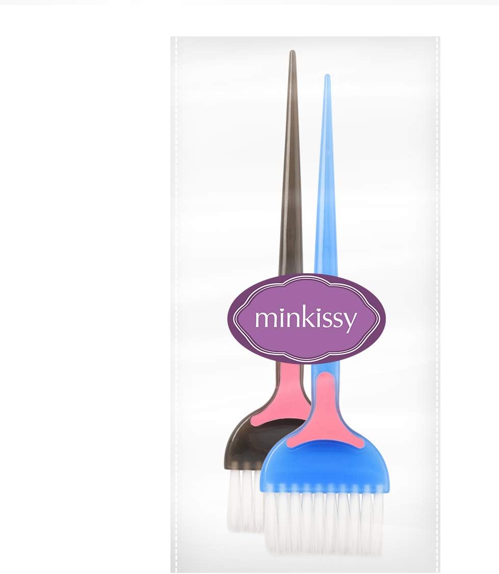 minkissy 2Pcs Hair Color Brush Professional Hair Dye Brush Salon Bleach Tinting for Tint Dying Coloring Applicator Dying (Blue+Black)