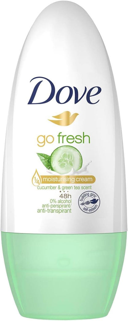 6 x Dove 48H protection Anti-perspirant Roll On 50 ml - Cucumber &amp; Green Tea