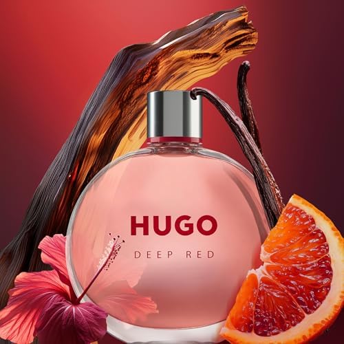 HUGO Deep Red - New Packaging - Eau de Parfum for Her – Ambery Clementine, Freesia &amp; Sandalwood – Long-Lasting Fragrance - 75ml