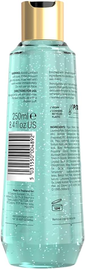 Sanctuary Spa Aqua Serenity Body Wash 250ml, Refreshing Shower Gel with Jojoba Oil Pearls &amp; Aquatic Lotus Water &amp; Magnolia Blossom, 91% Natural Ingredients, Moisturising &amp; Relaxing