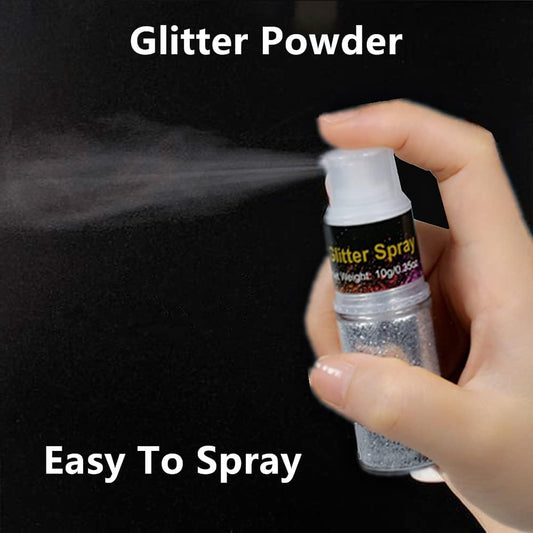 Go Ho Hair and Body Glitter Spray,Festival Glitter Powder Makeup for Hair/Body/Clothes,Glitter Spray for Silver Christmas Decorations,Silver Loose Sparkle Powder Glitter,10g