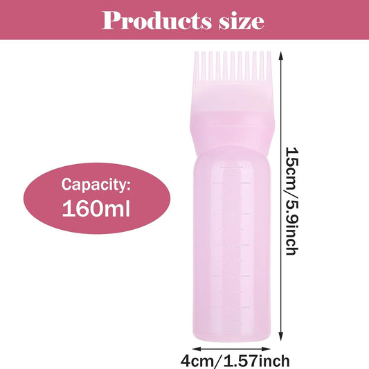 Hair Oil Applicator Bottle, 160ml Root Comb Applicator Bottle Lightweight Oil Bottle for Hair for Scalp Treatment Essential and Hair Coloring Dye(Pink)