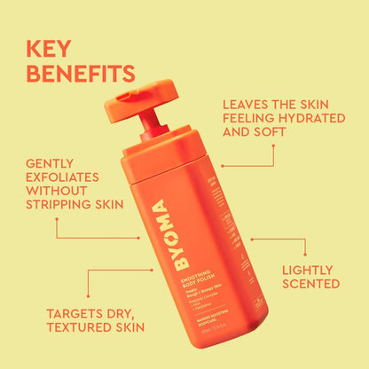 BYOMA Smoothing Body Polish (300ml) For Breakouts and Textured Skin - Exfoliating Body Scrub with PHA and Panthenol - Restores Skin Barrier and Soothes Inflammation