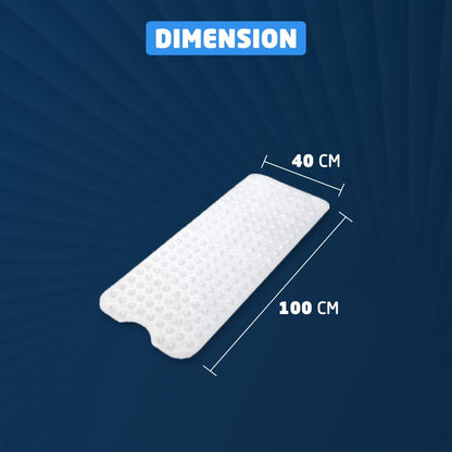 Non-Slip Shower Bath Mat, 100x40cm Long Anti Mould &amp; Mildew Shower Mat, Powerful Suction Cups Grips, BPA, Latex Free, Resistant, Safe, Durable &amp; Comfortable for Bathroom Tubs- Clear (CLEAR)