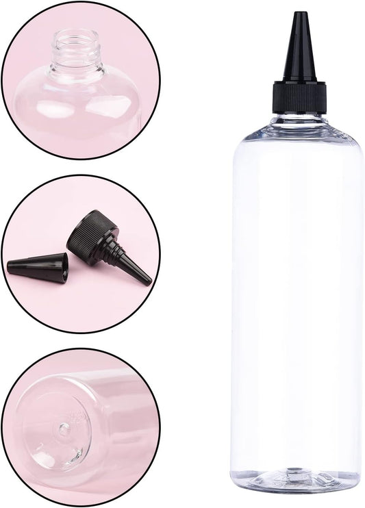 2 Pieces Applicator Bottle with 500ml Squeeze Hair Oil Applicator Bottles with Caps for Hair Coloring Dyeing Bottle Paint Art Glue