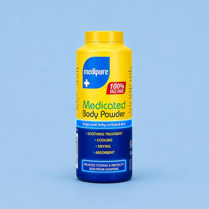 Medipure Medicated Body Powder 200g - 100% Talc Free | Cooling &amp; Soothing Prickly Heat Powder for Itchy Skin &amp; Anti Chafing
