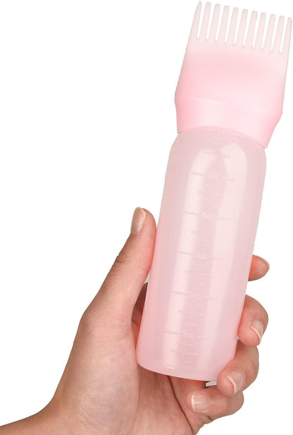 AOVNA 2 Pack Hair Dye Brush Bottle Pink and White Hair Dyeing Bottle Applicator Brush Squeeze Hair Color Oiling Bottles Root Comb Applicator Bottle