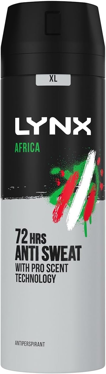 Lynx Africa 72 hour protection against odour and wetness Anti-perspirant Deodorant Spray no fuss aerosol for all-day freshness 200 ml pack of 3 - Packaging May Vary