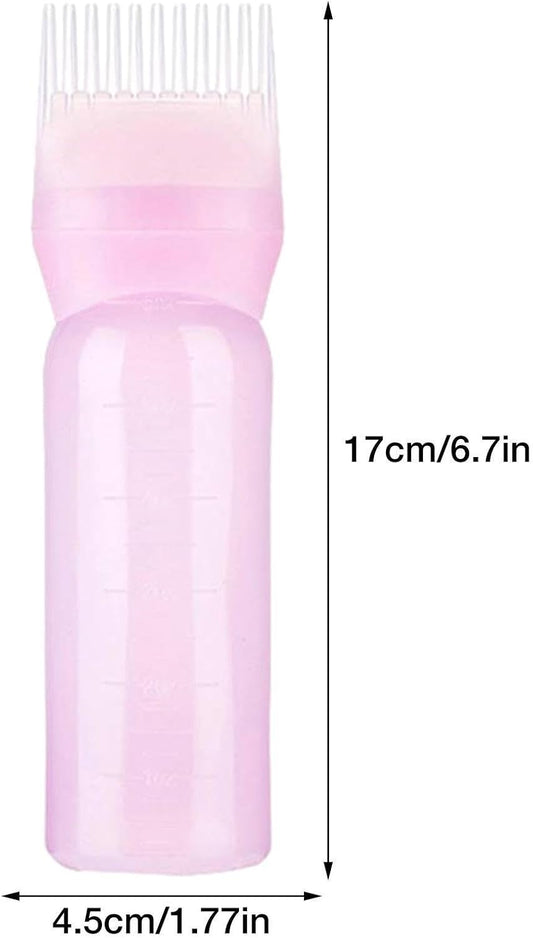 SENZZ Hair Dye Brush Bottle, Lightweight Root Comb Applicator Bottle, Shampoo Hair Color Oil Combs Applicators Brush Tool with Graduated Scale, Comb Bottles Applicator for Home Salons