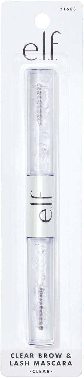e.l.f. Clear Brow &amp; Lash Mascara, Glossy, Shiny, Lightweight, Easy To Use, Conditions Hairs, Gives Brows Soft Flexible Hold, Compact, All-Day Wear 2.5ml, crystal (clear)