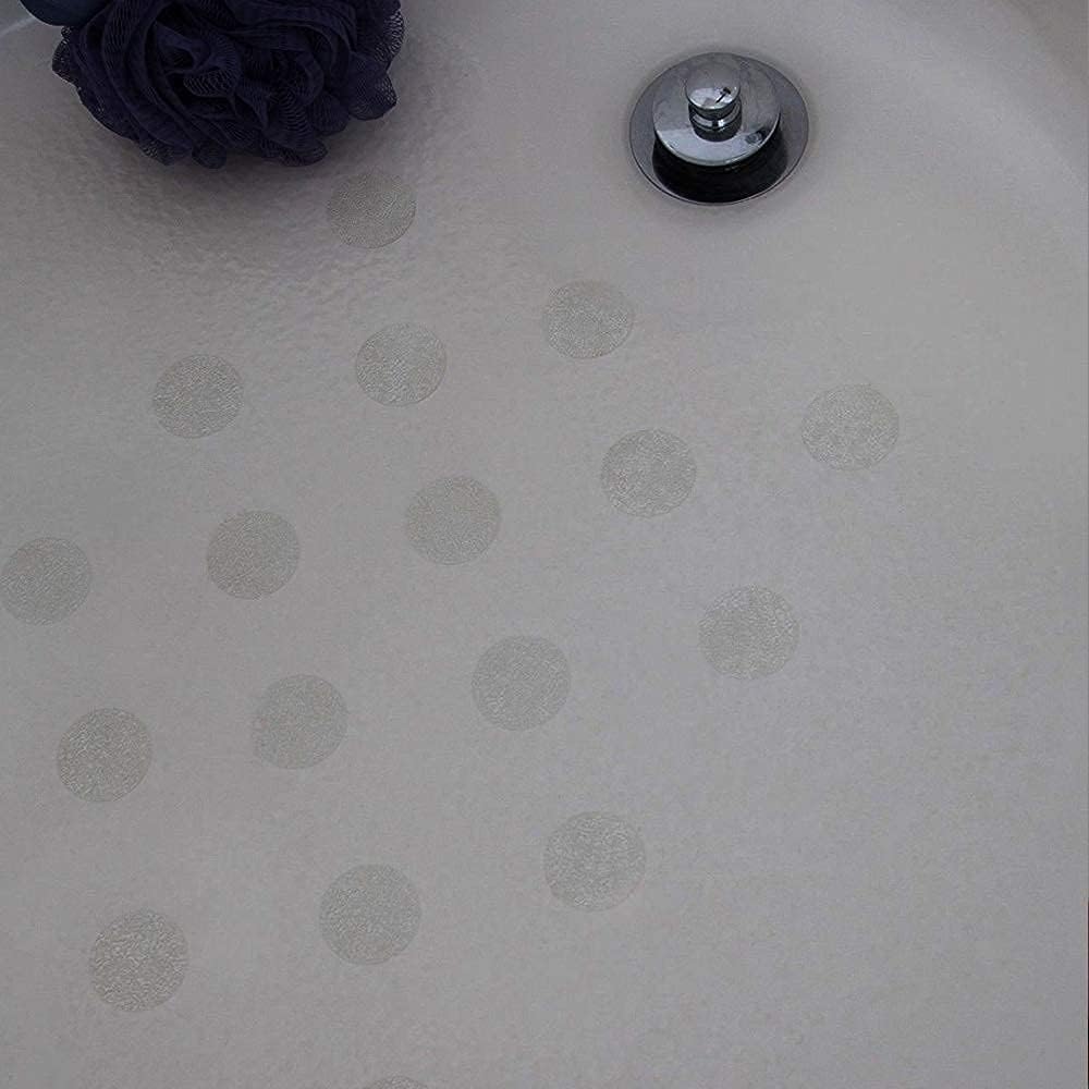 【Round】28pcs Transparent Self-Adhesive Anti-Slip Shower Stickers | Non-Slip Bathroom Tub Grip Shower Floor Stairs with Plastic Scraper