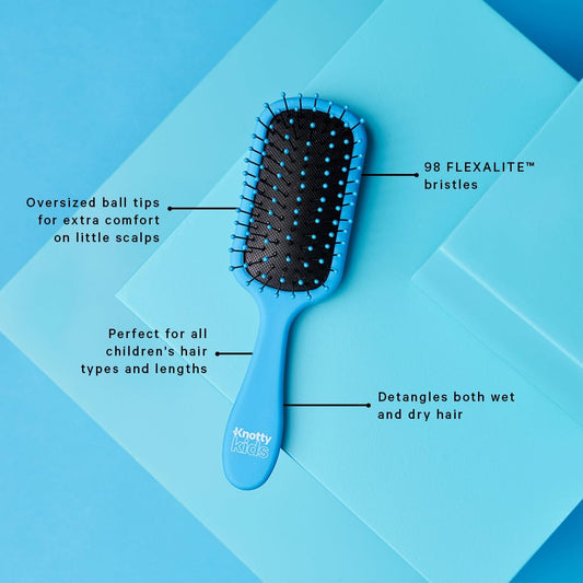 The Knot Dr. Toddler Hair Brush | Detangling Brush for Curly, Thick or Straight Hair | FLEXALITE™ Bristles Help Reduce Breakage &amp; Tangles, Knotty Kids, Bumbleberry Blue